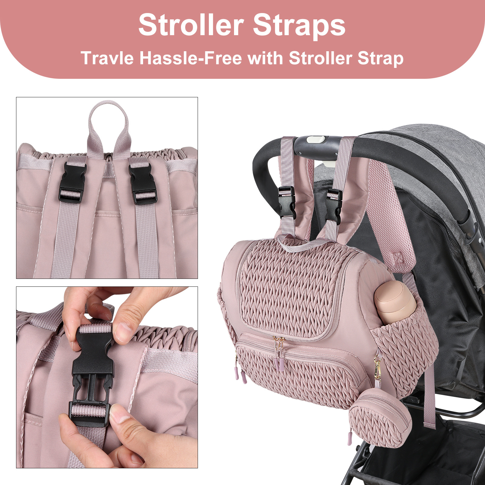 Mummy Bag Multifunctional Mother-And-Baby Bag for Outings, Mommy Bottle Storage Backpack, Baby Stroller Hanging Bag