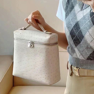 Lp Backpack Women's 2025 Autumn and Winter New Ostrich Pattern Genuine Leather Student Travel School Bag Lightweight Computer Bag Handbag