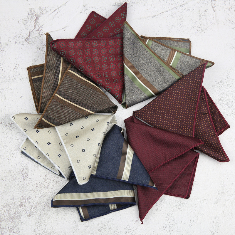 Men's Groom Business Wedding Suit Pocket Square wine red Small Square Wedding Handkerchief Breast Square Suit Pocket Square