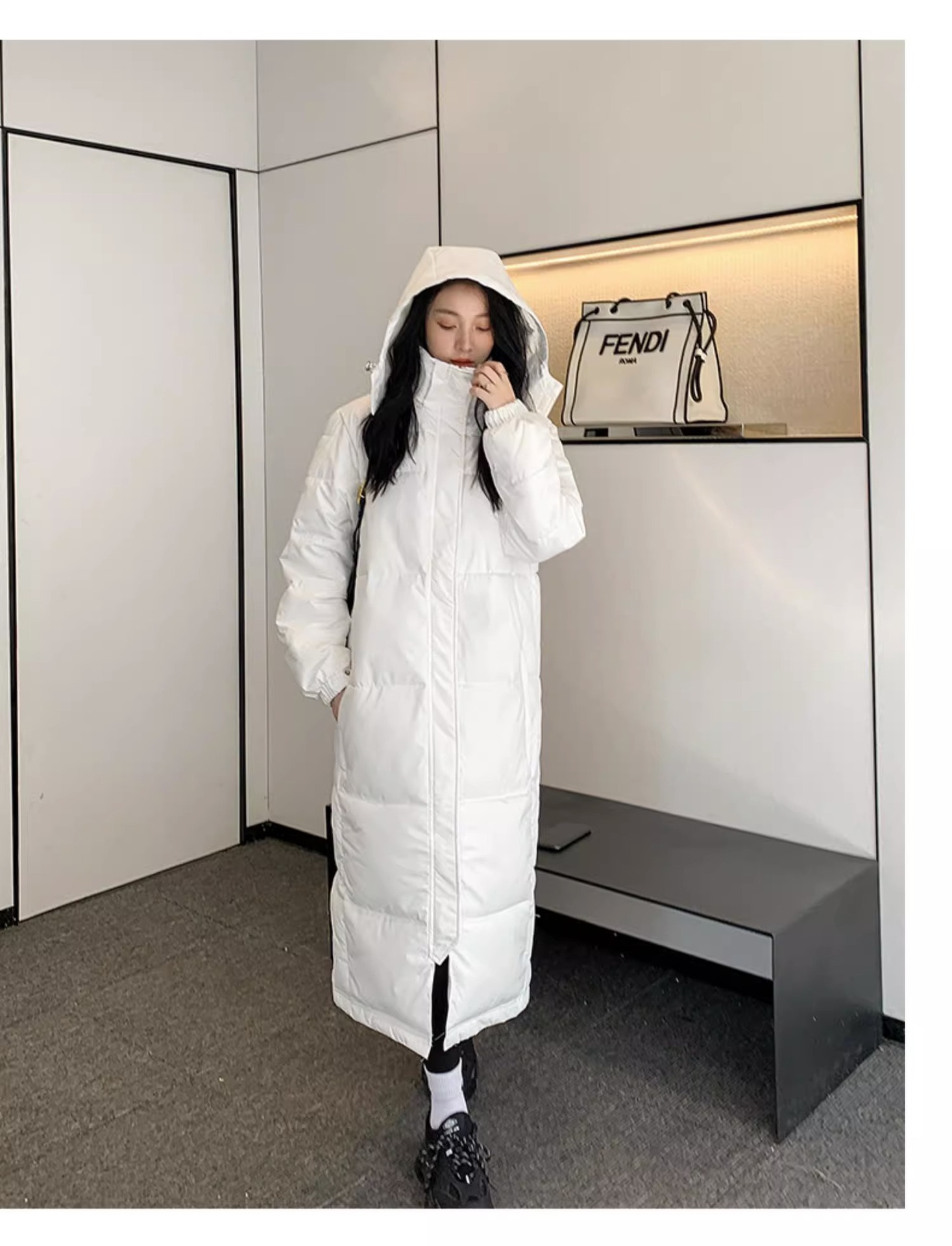 2023新型冬ダウン綿服女性韓国版の中長タイプの膝を越えてゆったりしたカップルの中劇綿服コート