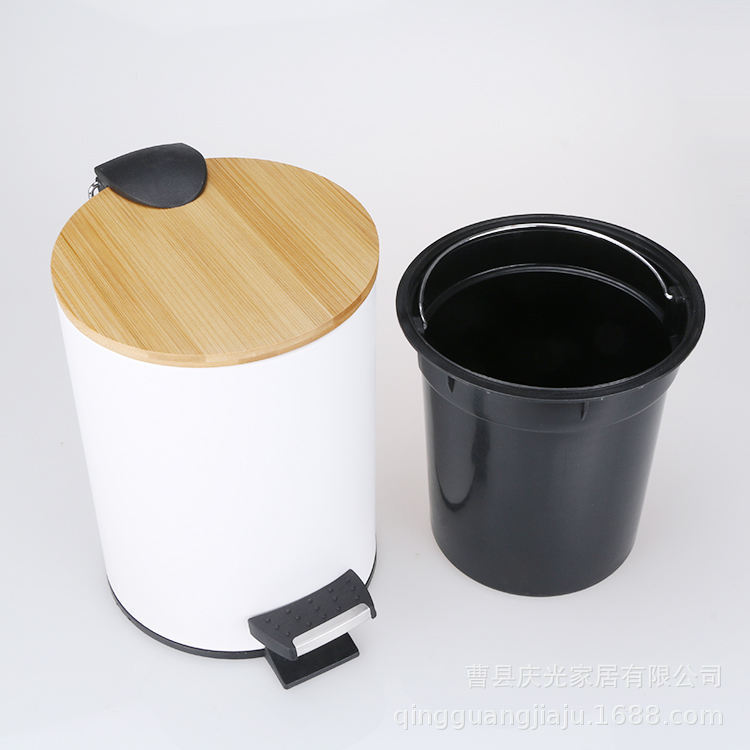 Simple Household Round Bamboo Lid Trash Can with Foot Pedal for Slow Descent Living Room Kitchen Hotel Room Foot Pedal Trash Can Simple Household Round Bamboo Lid Trash Can with Foot Pedal for Slow Descent Living Room Kitchen Hotel Room Foot Pedal Trash Can