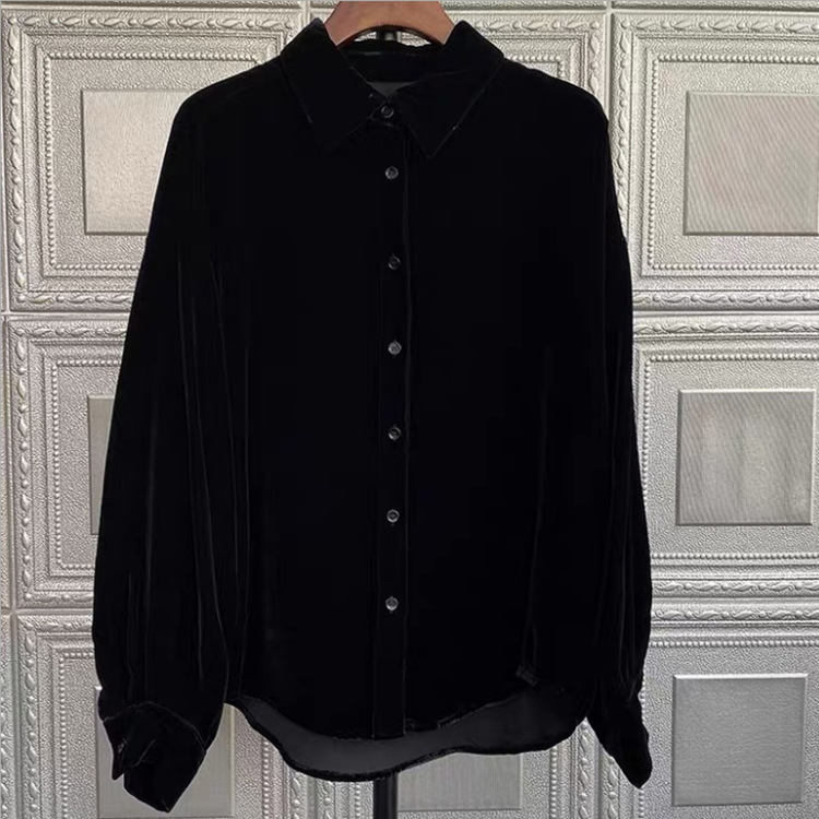 Velvet silk shirt French retro women's clothing 2023 Summer new top mulberry silk shirt Hong Kong style ins Velvet silk shirt French retro women's clothing 2023 Summer new top mulberry silk shirt Hong Kong style ins