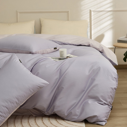 A Class 100 Piece Simple Long Staple Cotton Damask Four-Piece Set Bedspread with Pocket Red Book Trendy Dorm All-Cotton Quilt Cover and Sheet Wholesale