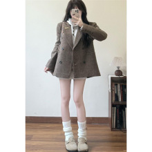 毛呢西装外套女秋冬2025新款韩版休闲显瘦高级感小个子中长款大衣