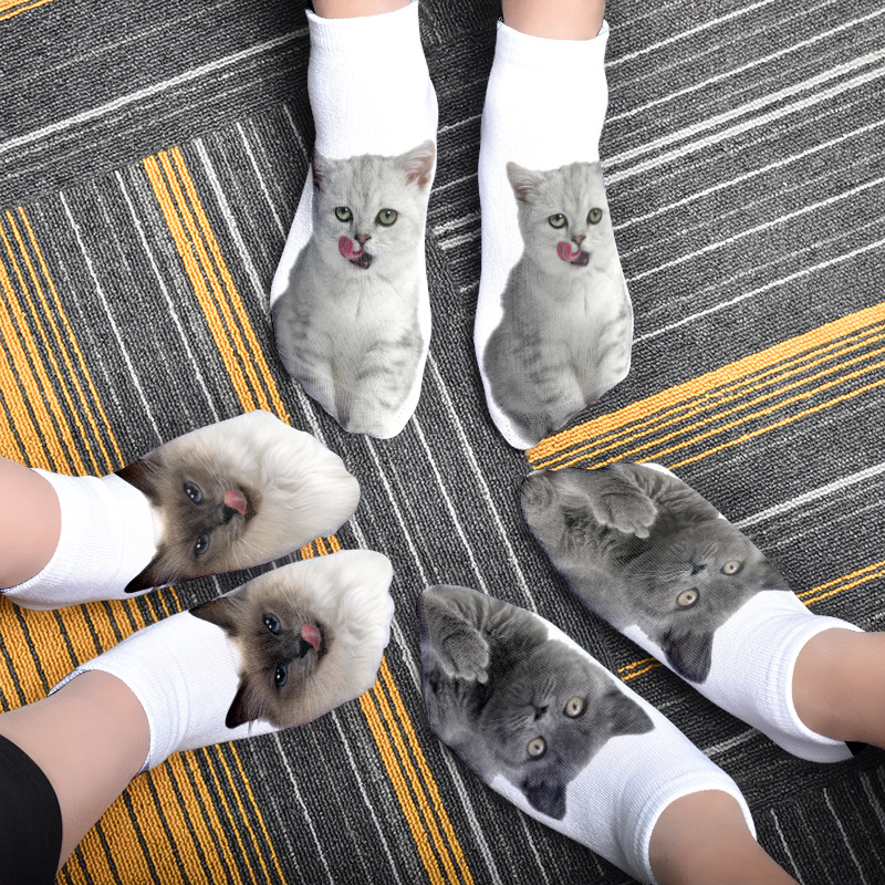 Unisex Sports Cat Polyester Cotton Polyester Printing Ankle Socks A Pair display picture 3