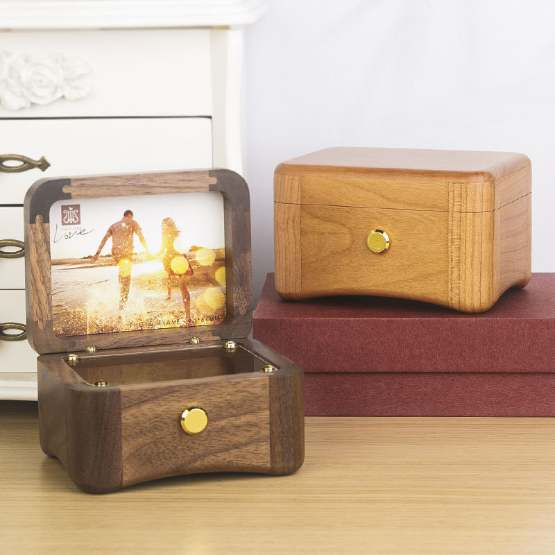 Diy photo frame wooden music box photo clockwork music box lettering birthday gift for lovers decoration