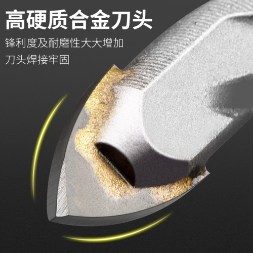 Special electric hammer impact drill for ceramic tiles with two pits and two slots triangular drill bit round handle concrete hole opener twist multi-function