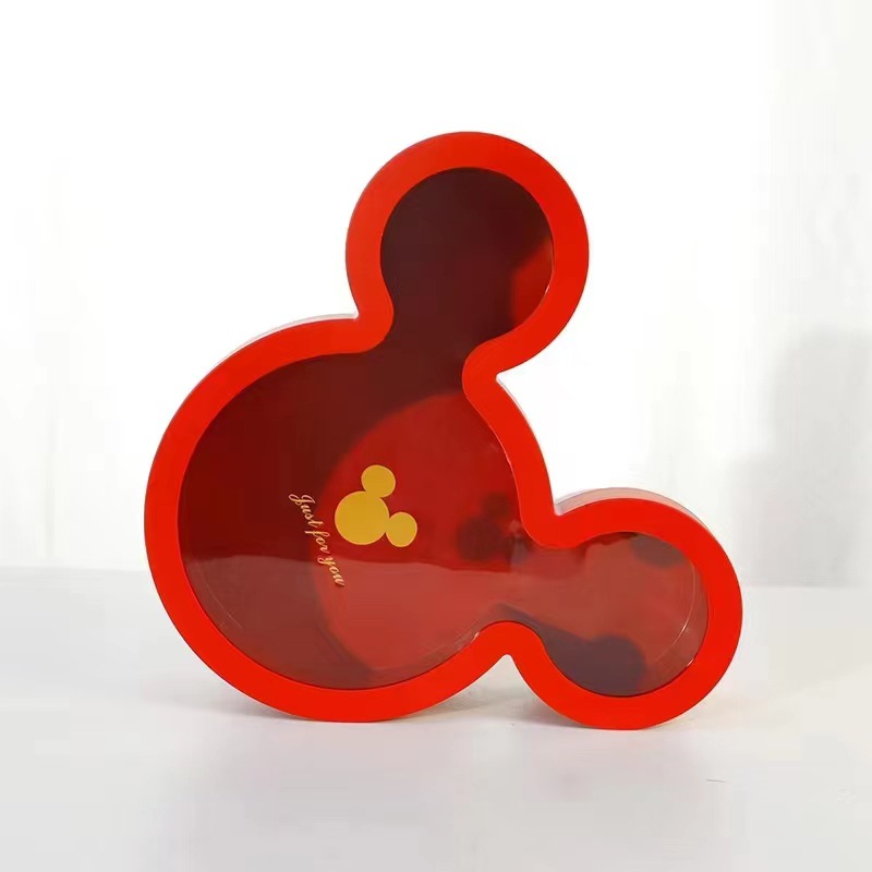 新款韩式防水米奇盒超市水果鲜花包装礼盒塑料透明开窗盒子批发现