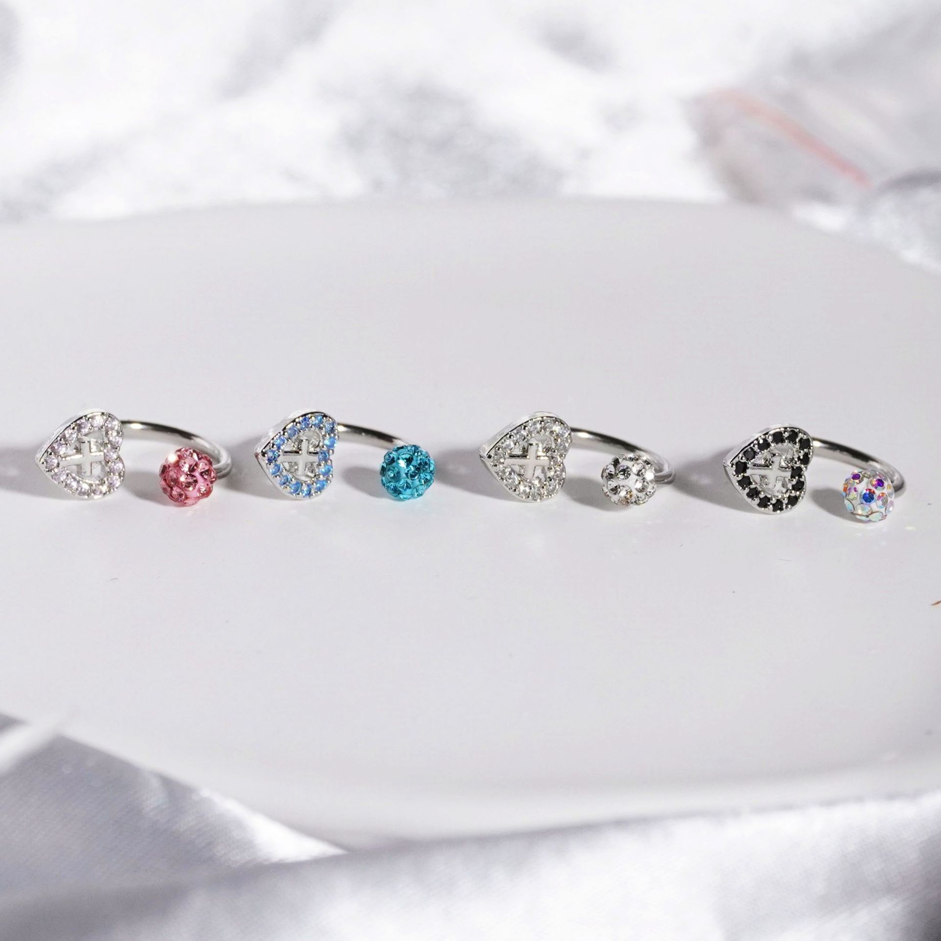 Heart Shape Pattern 1 Piece Lip Rings Sweet Heart Shape Copper Polishing Lip Rings