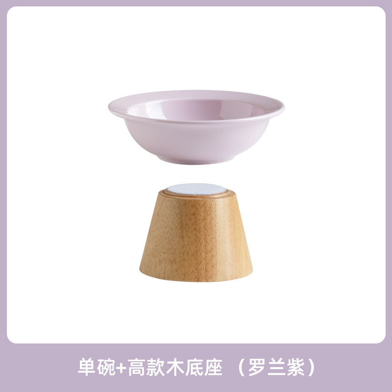 De cerámica de gran tamaño pequeño Cat Bowl Pet Bowl alto pie anti-golpe gato tazón de comida tazón de perro oblicua boca cuello protección beber sombrero de paja Tazón