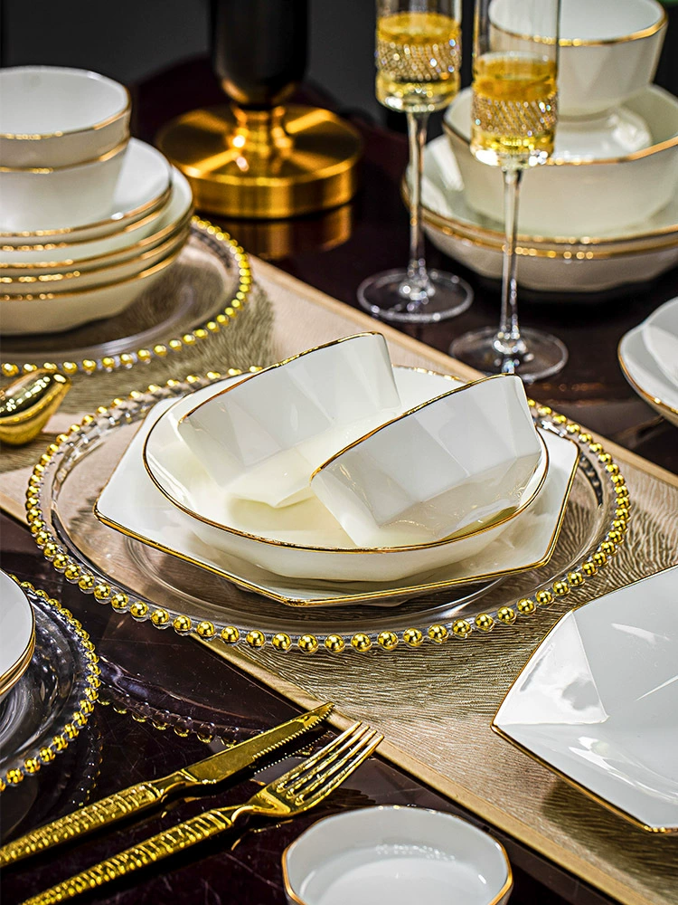 Набор посуды из фарфора bone china 2025 года, набор блюд и чаш под непрямую цветовую глазурь, легкая роскошь, Jingdezhen керамика, чаши и блюда для новоселья