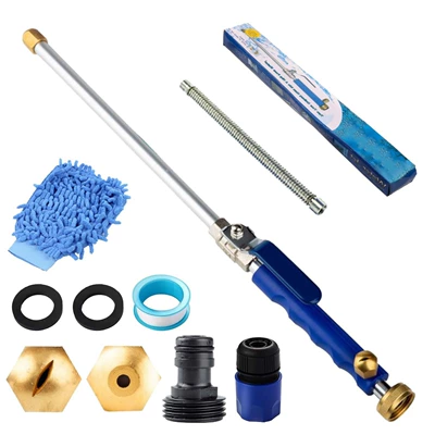 gun garden water gun car wash | Car cleaning tools - set-thirteen-water-gun-blue-2-nozzles-1-black-connector-2-gaskets-1-tape-1-blue-quick-connector-blue-gloves-extension-tube