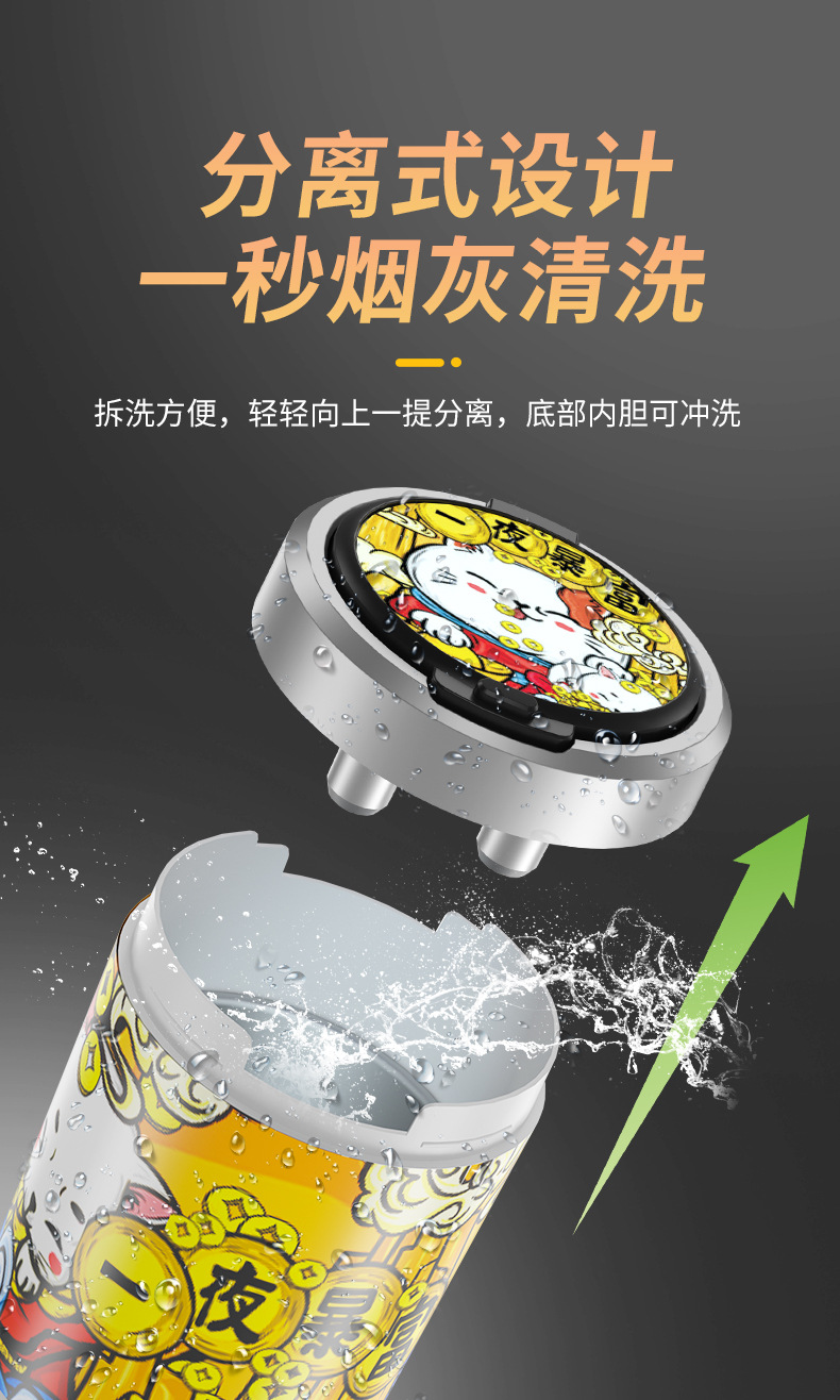 Car National Trend Ashtray in the Car with Cover to Prevent Fly Ash Ashtray Water Cup Slot Car Supplies Smoke Odor Deodorant Artifact