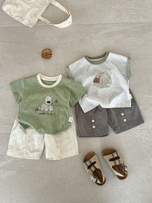 Нарукавники для мальчиков, комплект, однотонные детские штаны, летняя одежда для выхода на улицу, короткий рукав