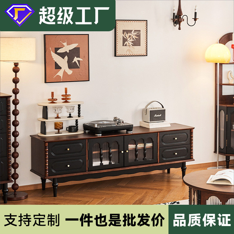 French Retro Style Northen Tv Cabinet Storage Locker Integrated Antique Style High-End New Floor-Standing Tv Cabinet