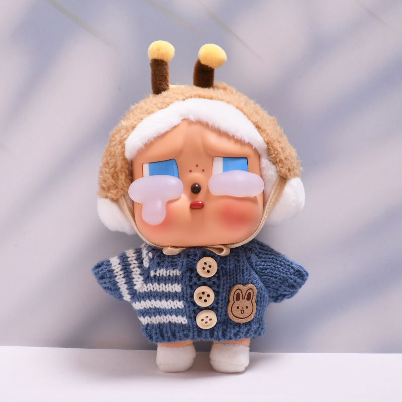 仅娃衣】哭娃眼泪工厂搪胶脸毛绒盲盒玩偶CRYBABY纽扣毛衣娃衣服|undefined