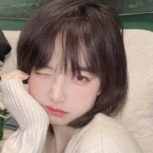 Wig female summer girl air bangs age reduction round face bob short straight hair cos two-dimensional realistic full headgear