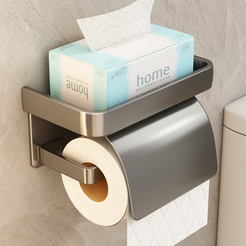 Cross-border supply toilet tissue holder non-perforated bathroom waterproof mobile phone rack wall-mounted tissue box roll paper holder