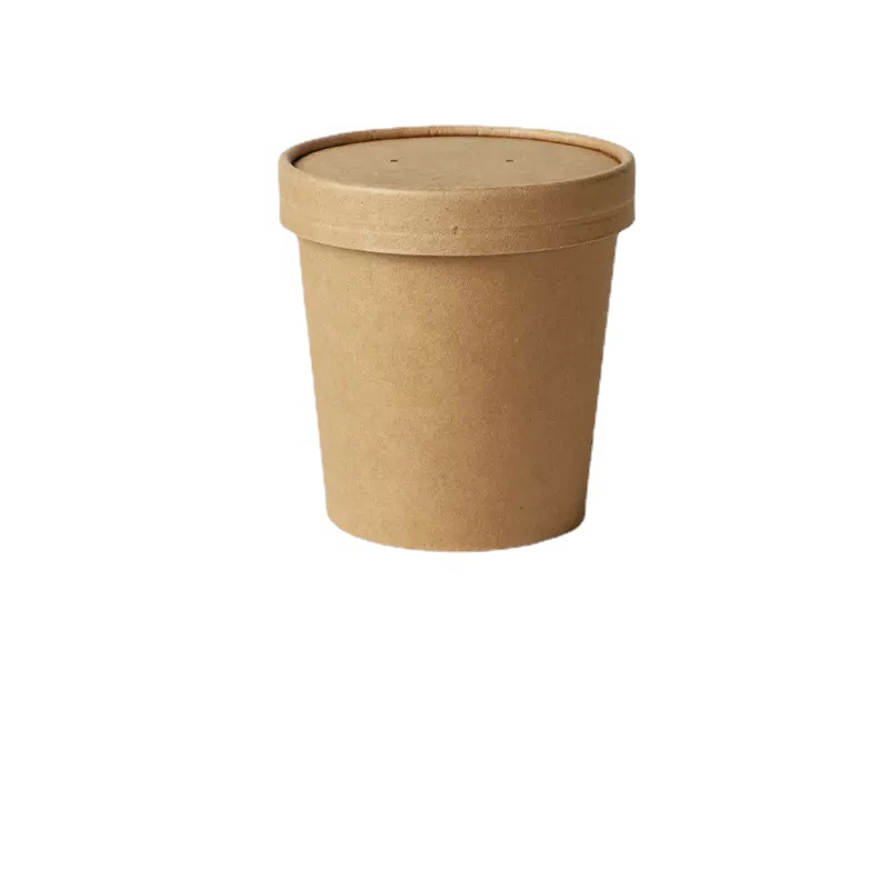 Fábrica directa sopa de papel Kraft y gachas cubo desechable comercial de gran capacidad para llevar caja de embalaje con tapa logotipo imprimible