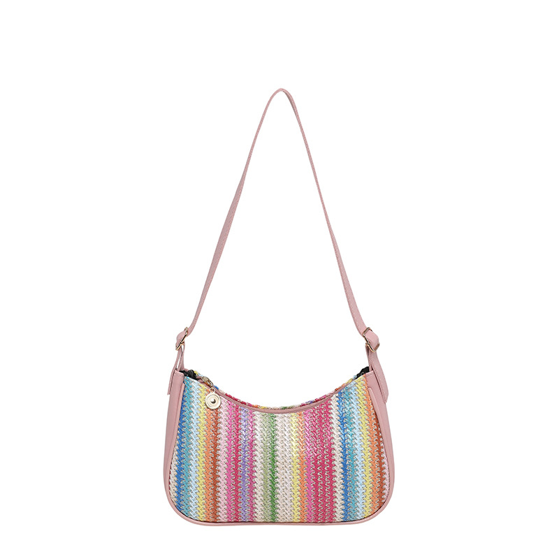 Bolso de verano de comercio exterior para mujeres 2026 nuevo bolso de brazo versátil bolso de hombro a rayas de arco iris bolso de viaje de moda