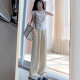 Summer Women's New Style Wear with a Set of Small suit Tea Style Wear Slimming Age-reducing Wide Leg Pants Two-piece Set