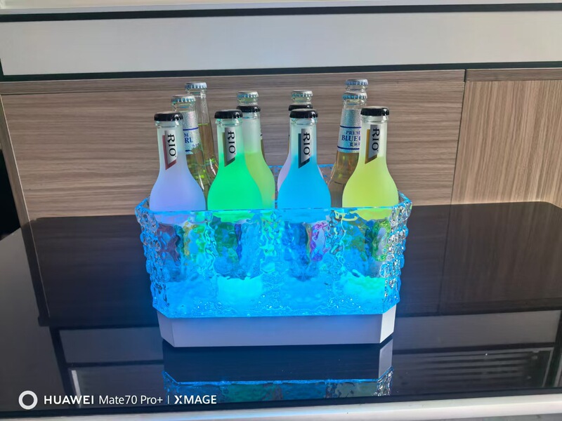 发光啤酒桶商用KTV酒吧酒水冰块桶PC防摔冰纹led网红派对冰水框筐|undefined