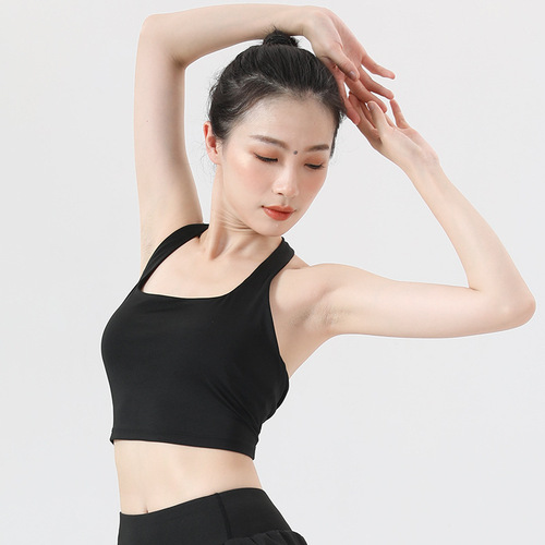 Hanging neck type big breast beautiful back sports bra for women running quick-drying shockproof push-up fitness bra outer wear yoga vest