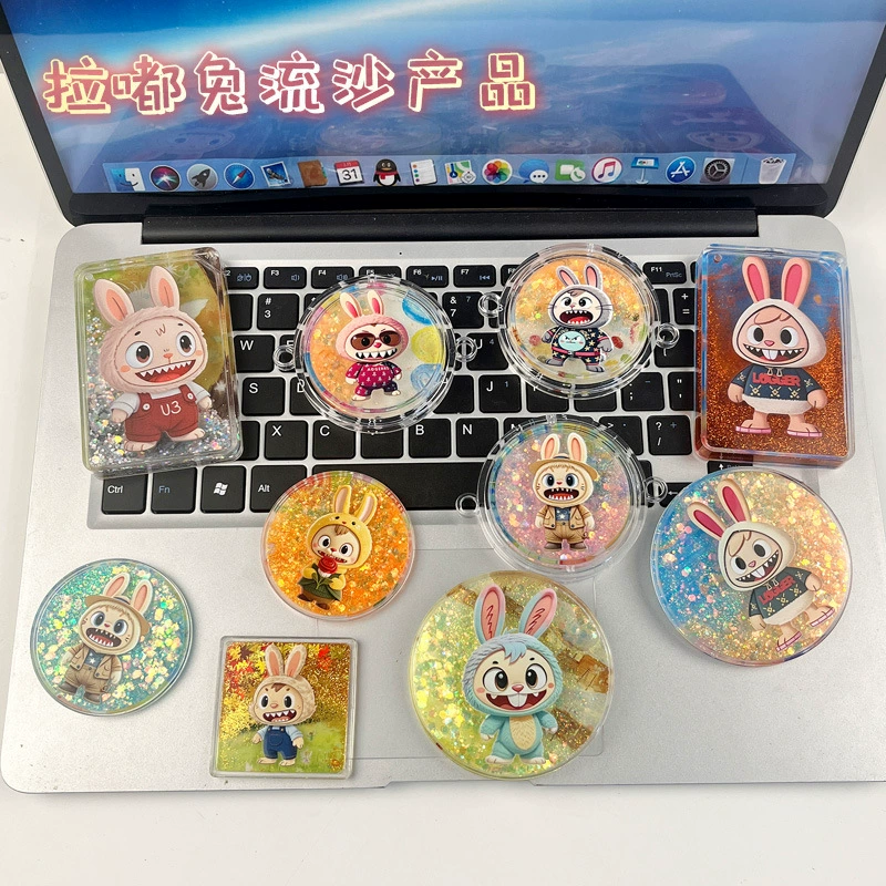Популярный значок Lada Rabbit Quicksand, акриловая жестяная медаль, брошь, креативная прозрачная булавка, подвеска