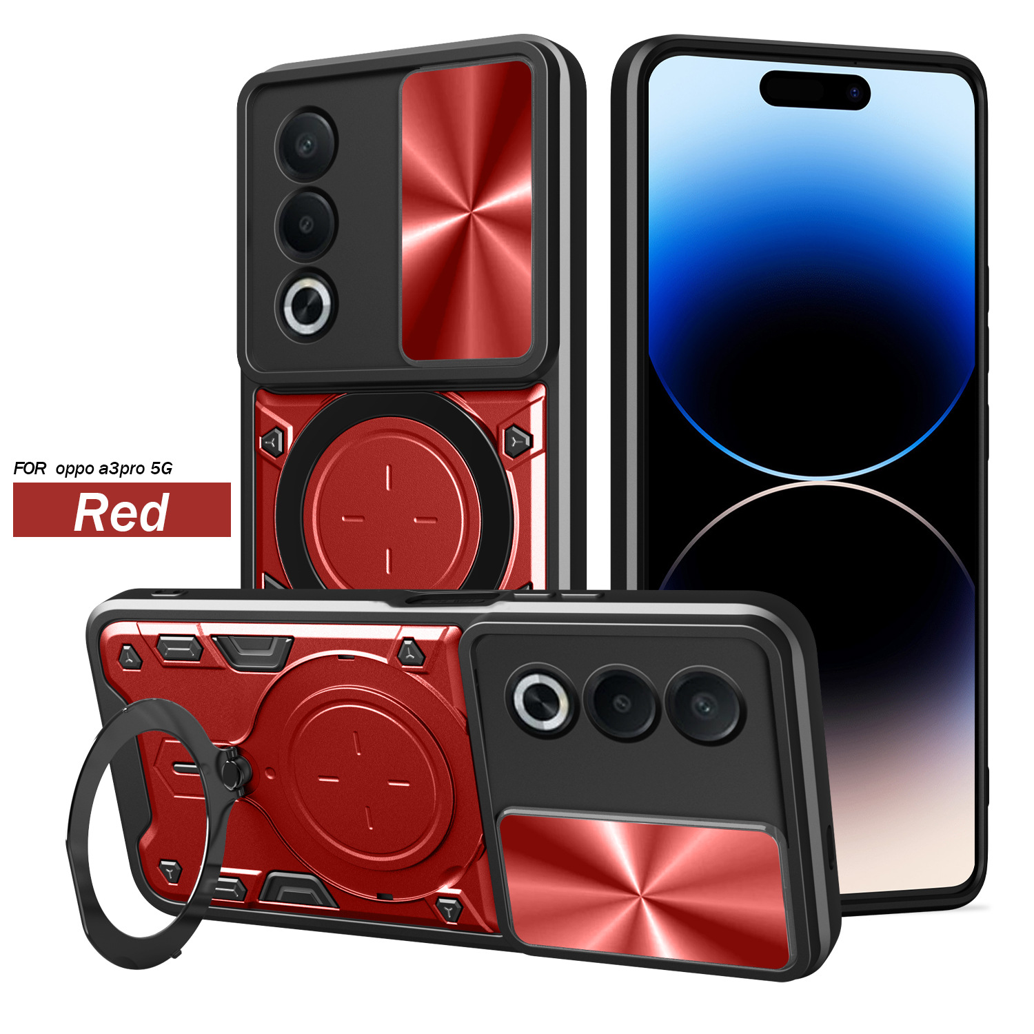 Casas de diseño CD OP A3 PRO caja de teléfono celular resistente a la caída absorción magnética + ventana de empuje lente protectora cubierta de teléfono celular