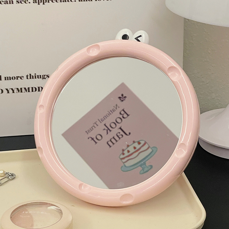 Espejo de maquillaje con forma de queso, espejo de tocador de corazón de niña, espejo de maquillaje HD, espejo portátil para dormitorio de estudiantes
