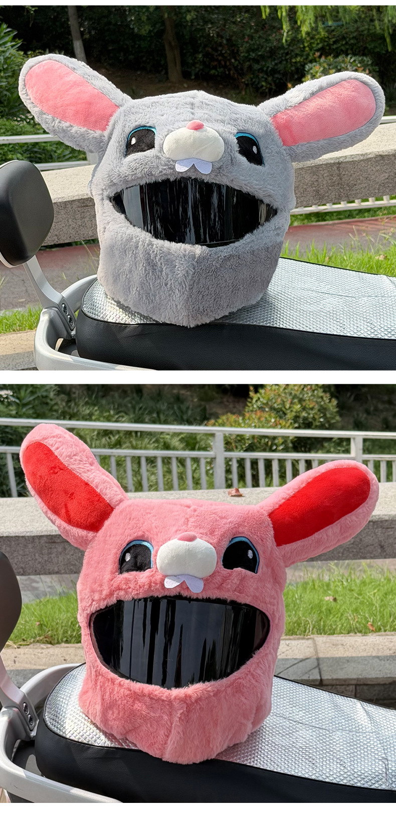 Cross-border full-face helmet plush cover, outdoor cycling and motorcycle riding, funny mask, cartoon plush helmet cover