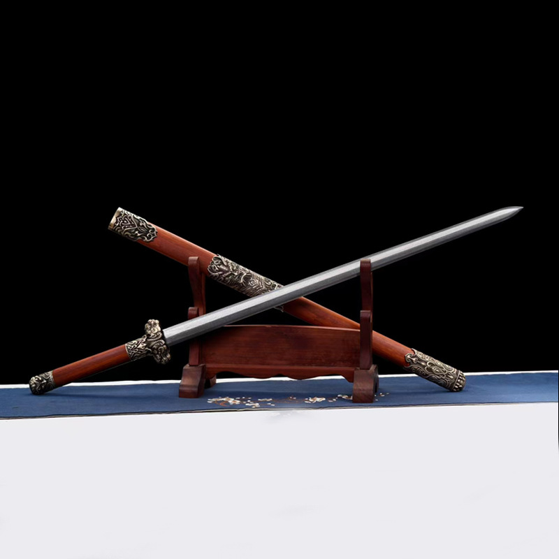 龙泉市刀剑天魔汉剑一体花纹钢镇宅宝剑秦剑防身冷兵器摆件未开刃