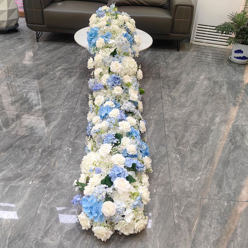 クロスボーダーバーガンディ結婚式の背景の壁の装飾花列アーチ花ウィンドウショールームテーブルフラワーロング列花偽ロングストリップ花|undefined