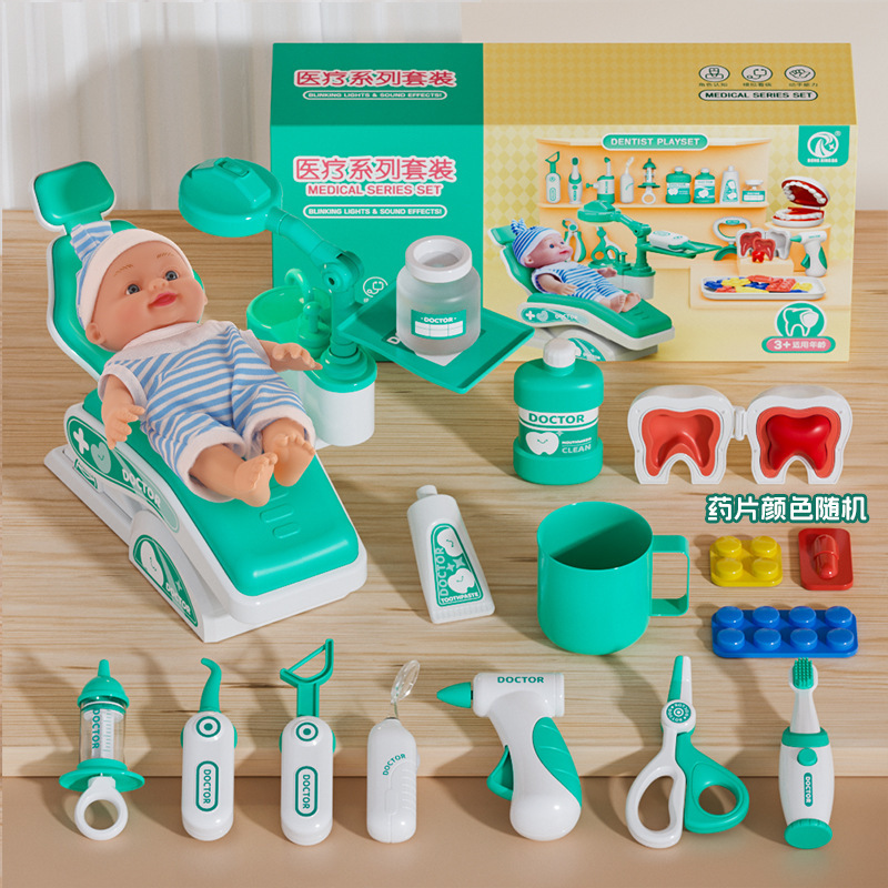 Fabricante directo para niños en casa médico juego de juguetes para niños y niñas simulación de juguetes de inyección estetoscopio caja médica