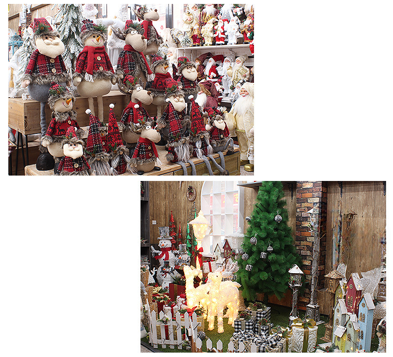 Cross-border Christmas New Blue Fabric Doll Cute Ski Swing Snowman Decorative Ornaments Holiday Gifts_voghion.com