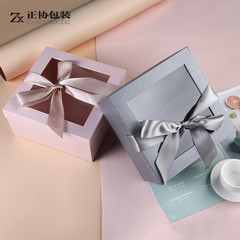 女神節創意方形禮物盒 透明開窗蝴蝶結包裝盒 精美伴手禮喜糖盒