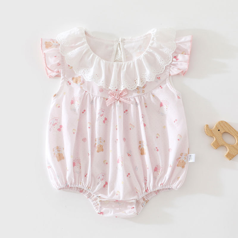 Summer Pure Cotton Baby Romper Sleeveless Vest Stylish Girl Baby Triangle Romper
