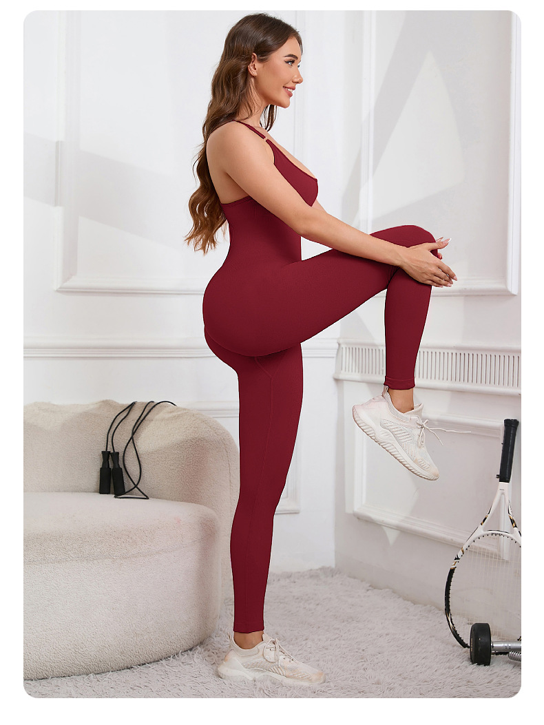 High Elasticity Elasticity Gym, Yoga, Sports Occasion Back Cross Button With Chest Pad Thread Trousers One-Piece Seamless Sportswear Fitness Bombshell