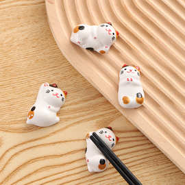 陶瓷礼品 家居厨房餐厅小猫筷子架餐具筷托 zakka日式杂货
