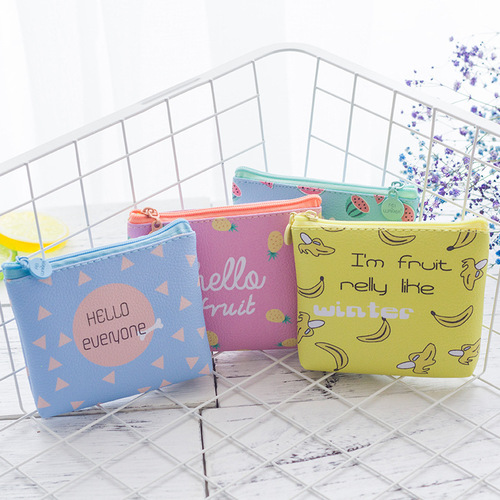 Korean style small fresh waterproof leather creative coin purse short cute portable female student gift hand bag