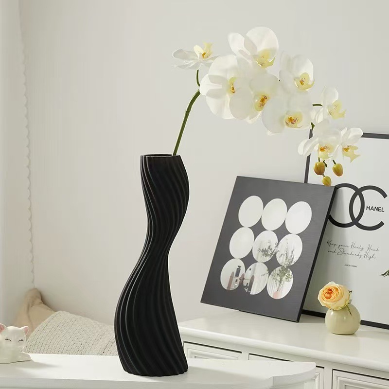 Moderno simple negro torsión floral modelo de geometría decoración artesanía creativa decoración para el hogar