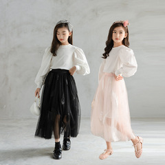 羽毛網紗裙 兒童禮服裙拖尾公主裙子夏季2023新款