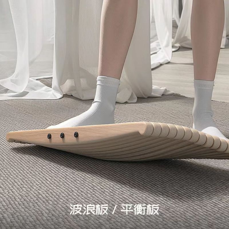 木製フットマッサージャーデスク下バランスボード減圧トレーニングボード足首エクササイズ無垢材スタンディングスケートボード|undefined