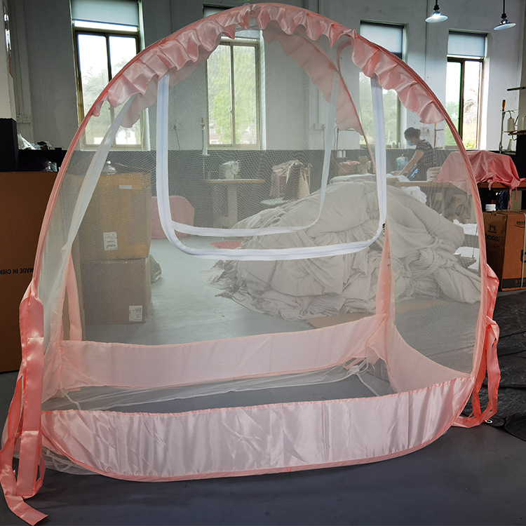 亚马逊爆款免安装蚊帐拉链婴儿床帐防摔儿童折叠带天窗摄像蒙古包