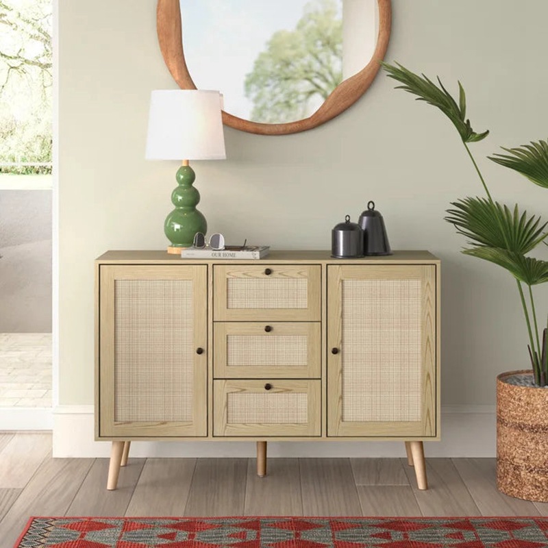 Cocina nórdica gabinete lateral ratán japonés simple té gabinete dormitorio gabinete lateral armario de madera de cerezo creativo
