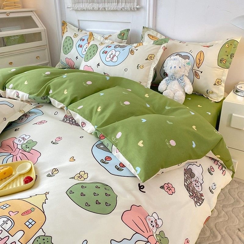 Quyuanquyu Bedding Four-Piece Set of Bed Sheetss and Quilt Cover Three-Piece Set of Student Dormitory Single Quilt and Sheet Wholesale