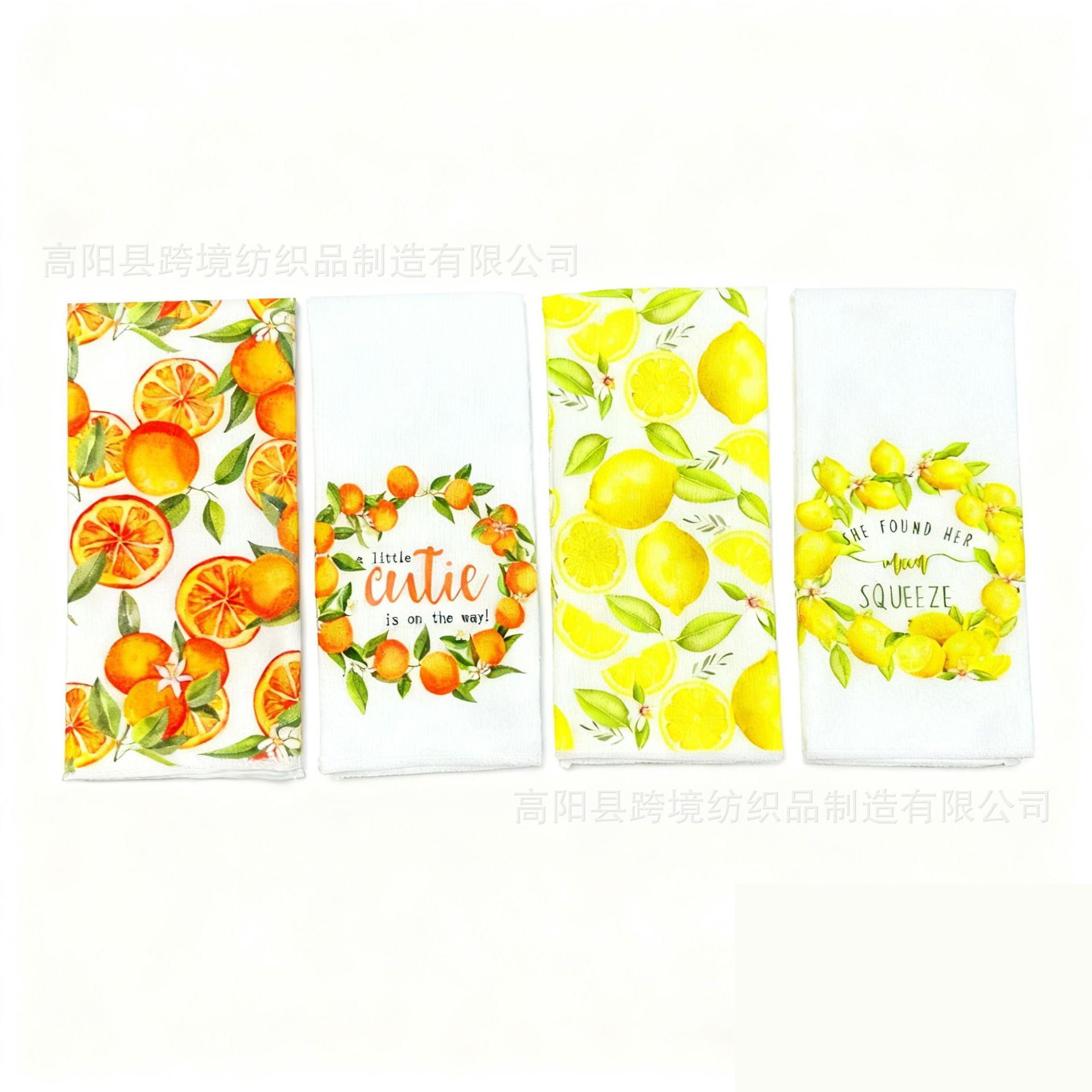 Cross-Border Hot Selling New Orange Lemon Printed Kitchen Towel Dish Towel Hand Towel Table Towel Fruit Towel