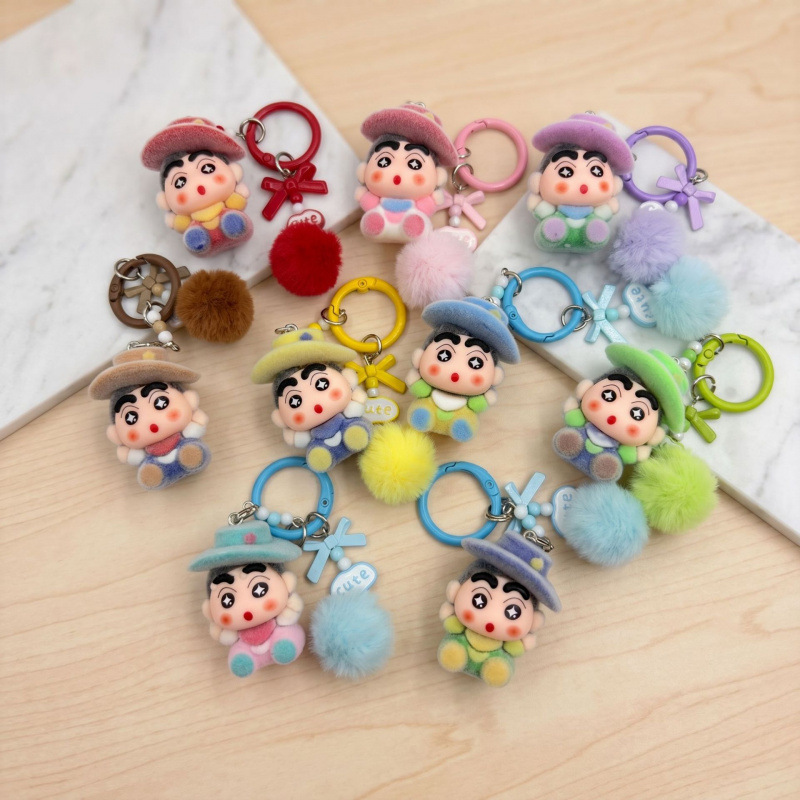 Flocked Western Cowboy Shin-chan Keychain Pendant DIY Trendy Toy Accessory for Car, Bag, and Phone Flocked Western Cowboy Shin-chan Keychain Pendant DIY Trendy Toy Accessory for Car, Bag, and Phone