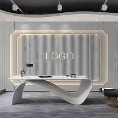 8d公司前台logo形象墙壁纸背景墙画美容院墙布仿大理石纹吧台墙纸