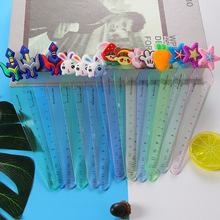 可爱立体软胶头直尺透明塑料刻度尺学生测量工具学习用品书签尺子